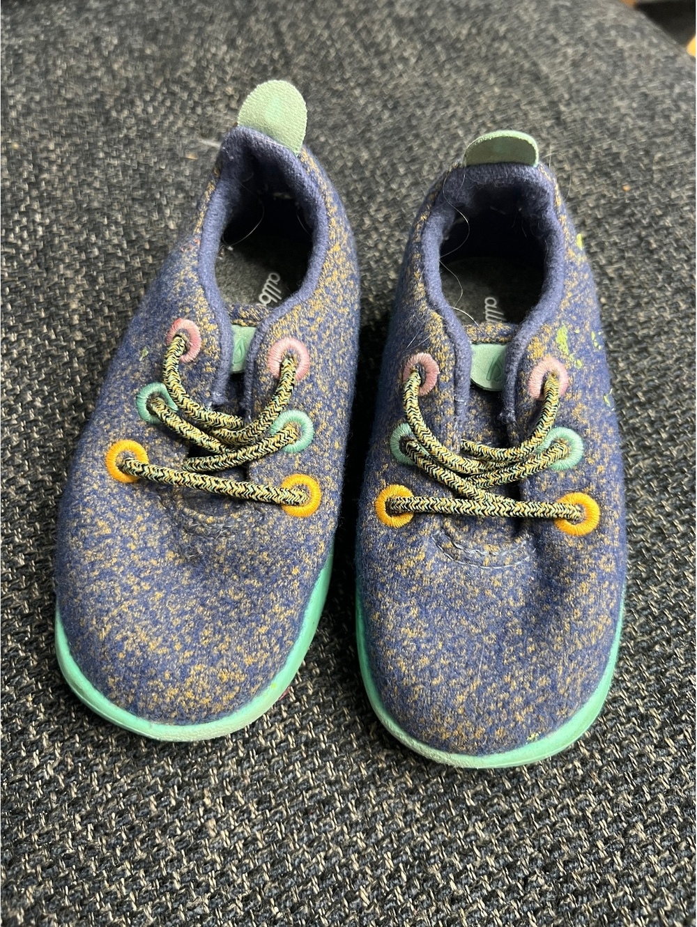 Toddler 7 Allbirds smallbirds kids blue and mint lace-up sneakers